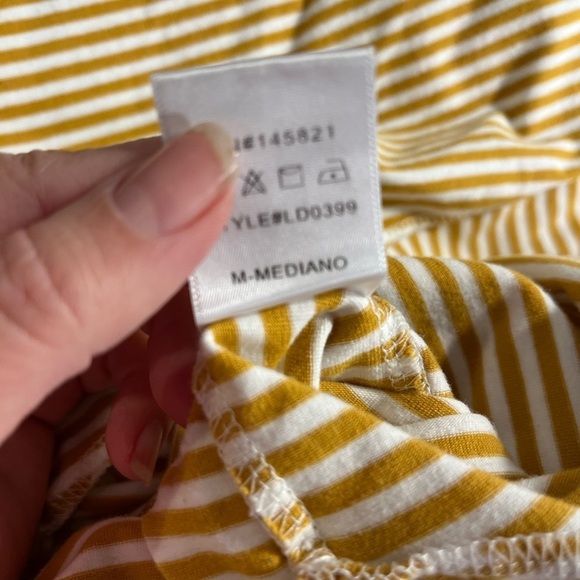 EMMER & OAT scarf hem dress in yellow and white stripes. - Picture 4 of 5